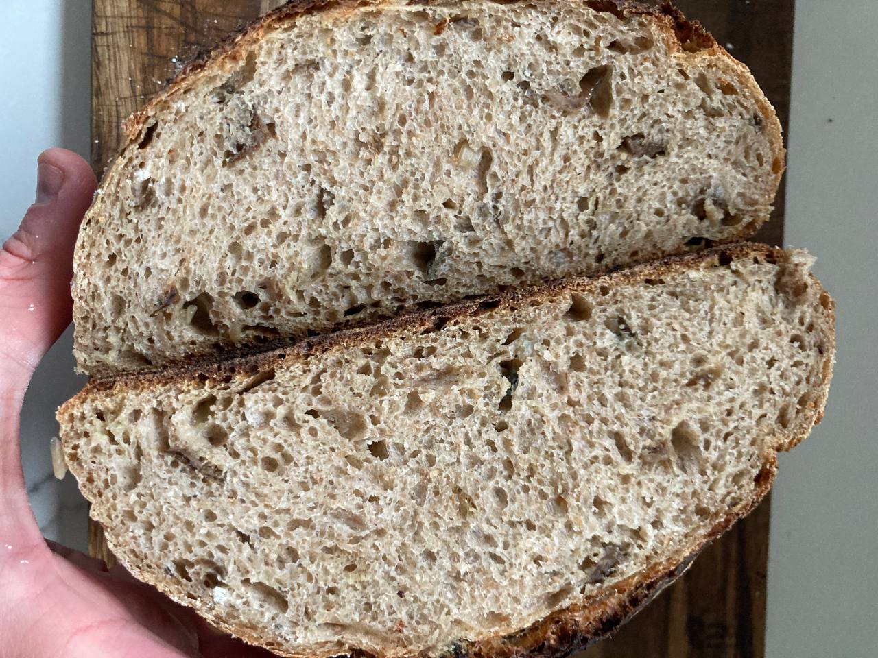 Sourdough buckwheat bread with mushrooms