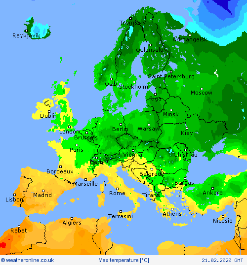 temperature map of Europe